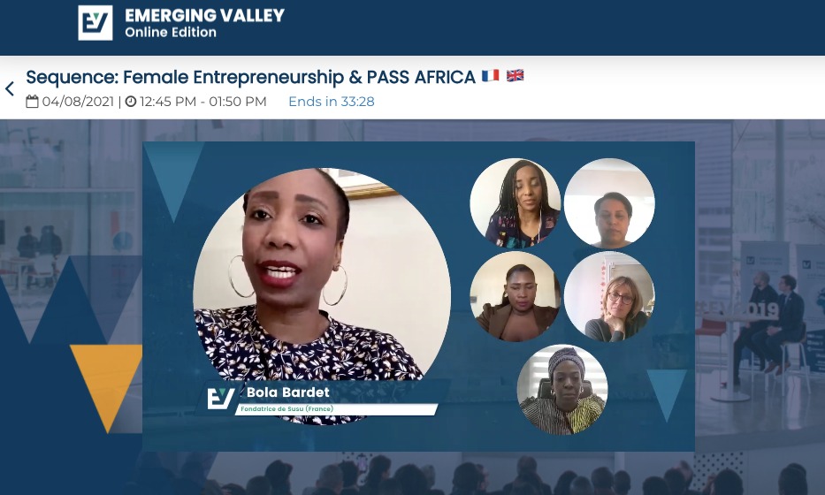 Inspiring testimonials at @emergingvalley Online Edition 👩‍💻

“African women tend to be entrepreneurs by nature”, Bola Bardet, CEO and founder of @Susucares

#AfriConEU 🦄🇪🇺 #H2020 #EUAfrica #AfricaEurope #EmergingValley