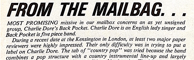 CharlieDore's tweet photo. #ThrowbackThurs Not sure who wrote this generous piece from @MusicWeek in '78, but the label-dodging-genre-hyphenation continues to this day. Ok, 'straight rock' is right off the list but everything else is still fair game. Thanks @RichardPMurdoch for passing it on.🤸‍♀️ https://t.co/Fg0LsVElfO