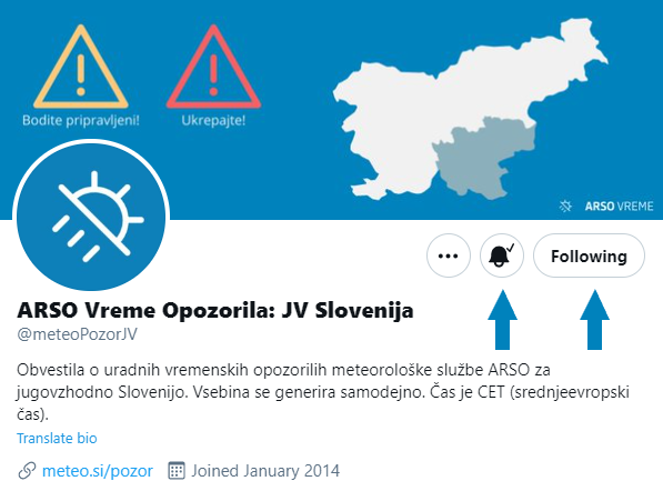 ARSO Vreme Opozorila: JV Slovenija (@meteoPozorJV) / Posts / X