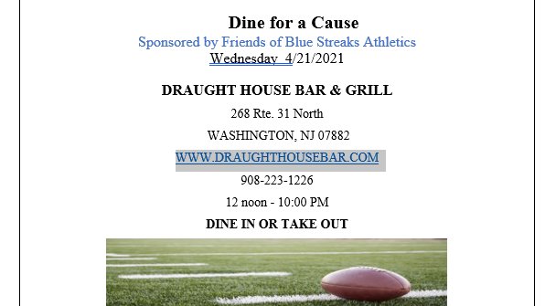 It's always fun at the Draught House! Come out and support Warren Hills Football!  April 21 Noon-10:00PM. Please show the flyer when you order and 10% of your bill will be donated to FOBSA. Thanks for your support! <a href="/CGurdineer/">mGurdineer</a> <a href="/WHRSDAthletics/">WHRSD Athletics</a>