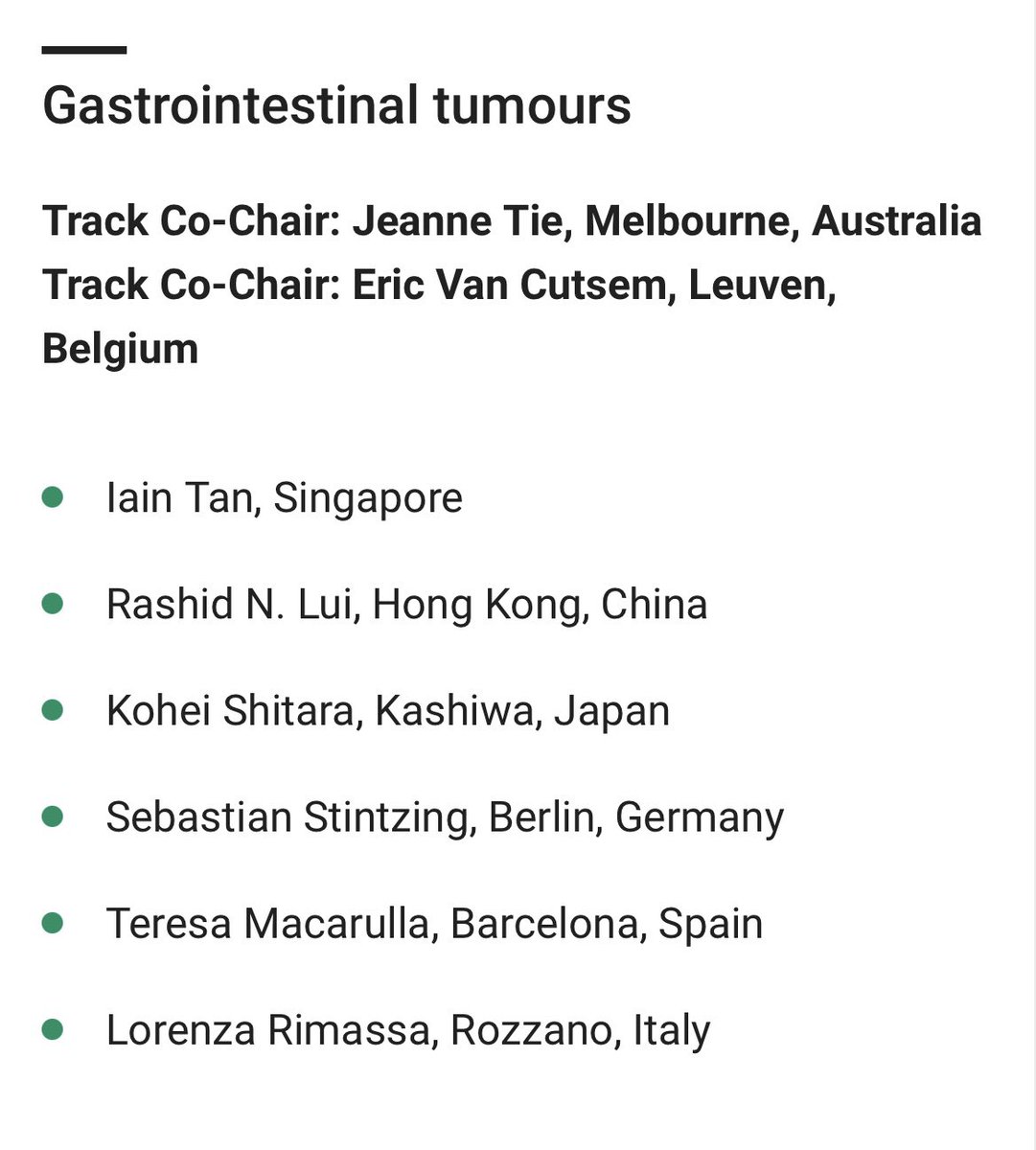 LorenzaRimassa's tweet photo. Proud and honored to serve on the #ESMOAsia Congress 2021 Scientific Committee for GI tumors with outstanding colleagues @JeanneTie, #EricVanCutsem, @iaintan, @RashidLui, @KoheiShitara, @StintzingS, @MacarullaTeresa https://t.co/76X2PpKaki https://t.co/C29jJgDrU5