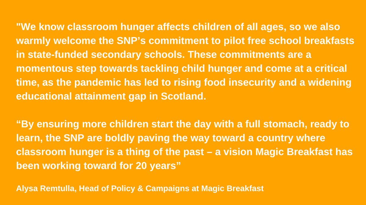 We are delighted that <a href="/theSNP/">The SNP</a> has taken onboard our recommendations and pledged to provide free, nutritious breakfasts to all schoolchildren in state-funded primary and special schools across Scotland, including during the holidays. <a href="/PPLPubAffairs/">People’s Postcode Lottery Public Affairs</a> 
#FuelforLearning