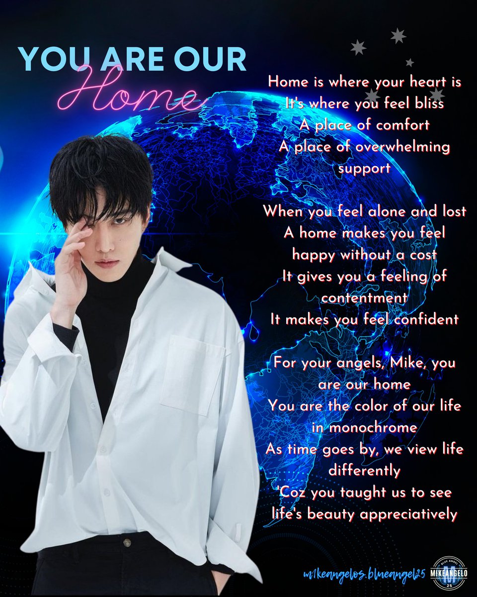 blueangel_25's tweet photo. Every one of us needs to find a home. A place where we feel at our best. And for me, home is simply where I'm truly happy. What's yours? Good day angels. 💙😇
#m1keangelo #asianironman #ไมค์พิรัชต์ #m1keangelomercuryfans #poemoftheday #mikesangels #poetryforyou #mikeangelo中国 https://t.co/8xVSrj8b0Y
