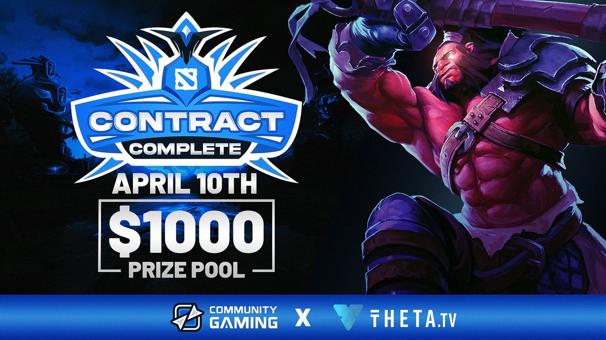 📺 Tune in April 10 for the <a href="/CommunityGaming/">Community Gaming</a> Contract Complete $1000 prize pool DOTA tournament 

Featuring guest caster <a href="/SirActionSlacks/">SirActionSlacks</a> 

Broadcast powered by <a href="/Theta_Network/">Theta Network</a> 

Learn more and join the tournament here: communitygaming.io/tournament/dot…