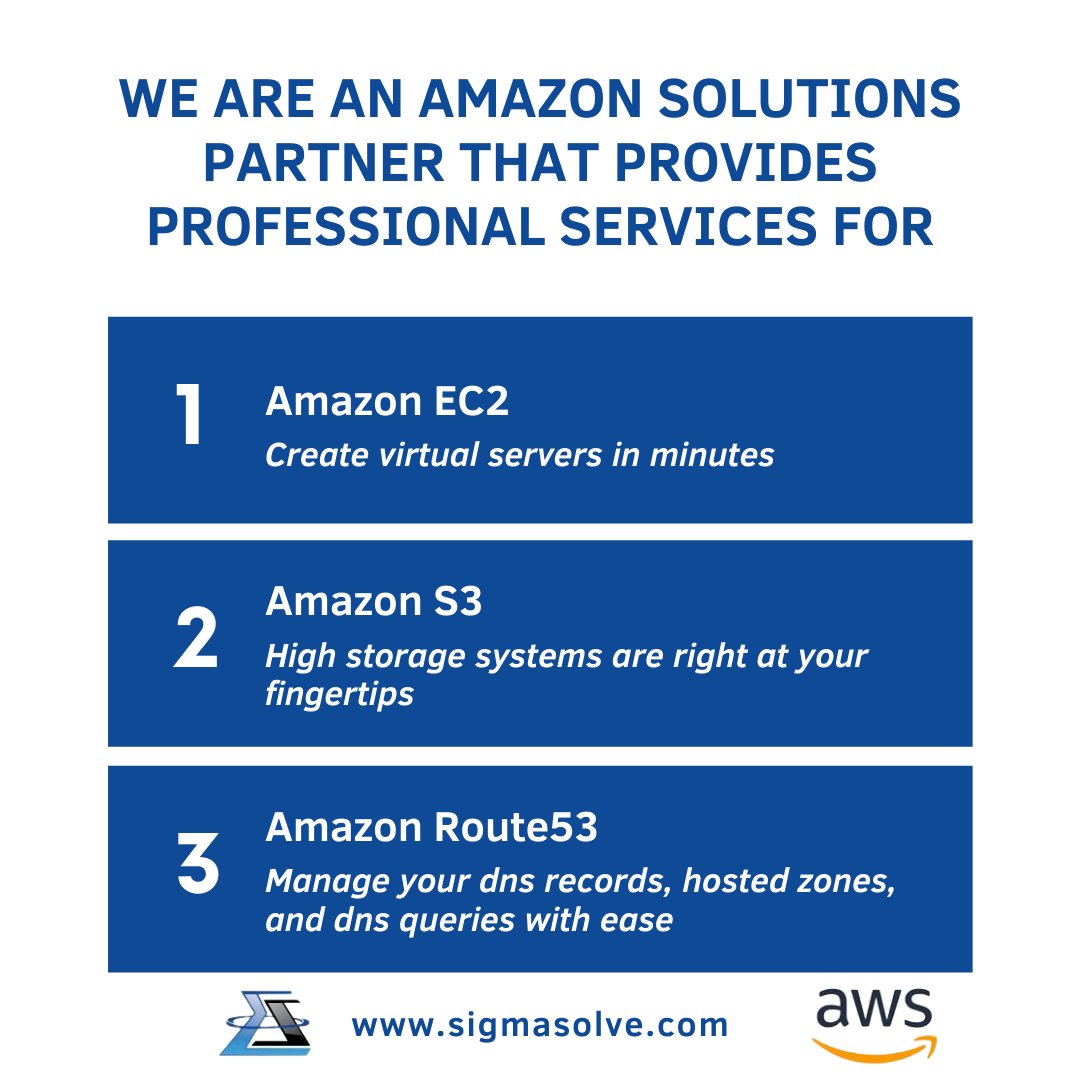 SigmaSolve's tweet image. Our solutions are always secure and scalable, so it will grow with your business. 
With Sigma Solve, you’ll never have to navigate the complex landscape of AWS cloud solutions on your own. sigmasolve.com/aws/

#AmazonWebServices #AWSCloudSolutions #AmazonSolutionsPartner