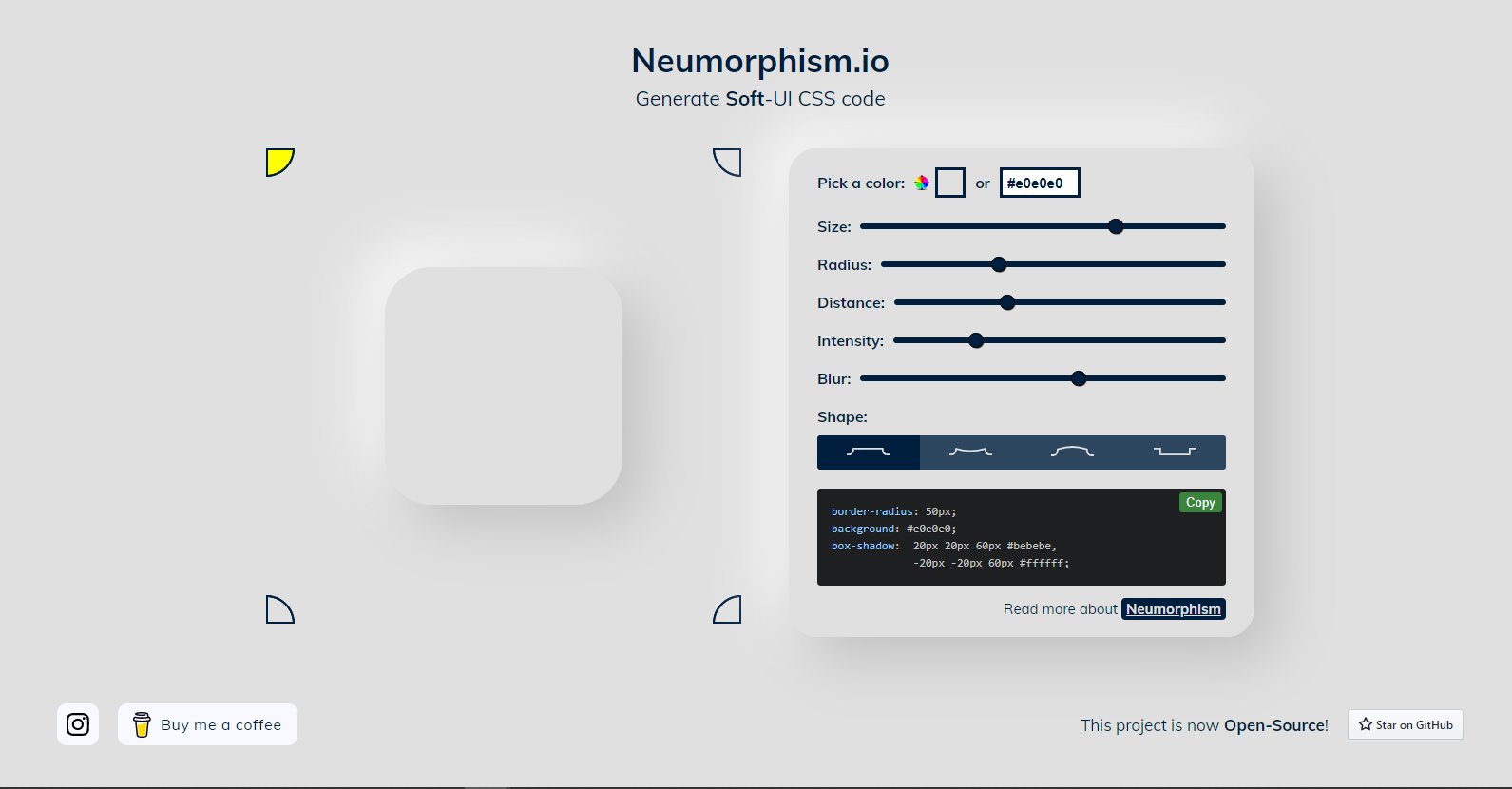 Pratham on Twitter: "1️⃣7️⃣ Neumorphic Design - CSS code generator that will help with colors, gradients and shadows to adapt this new design trend or discover its posibilities. 🔗 https://t.co/92WDVUQ6MC" /