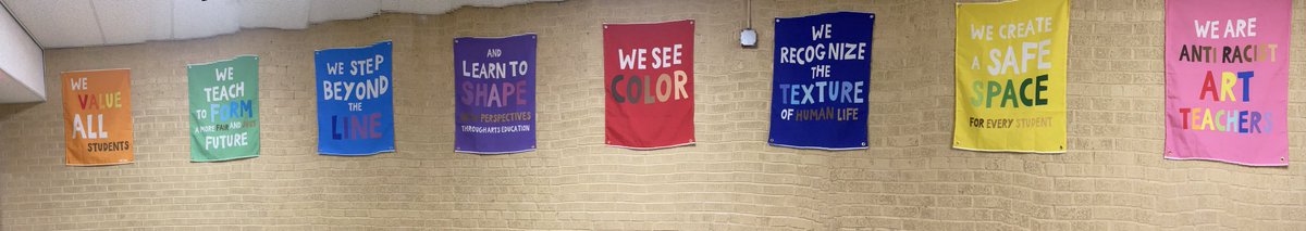 snapshoted's tweet photo. Check out our new hallway flags! @antiracistarted #olchspride #ArtsEd https://t.co/lHRM2NFmTn