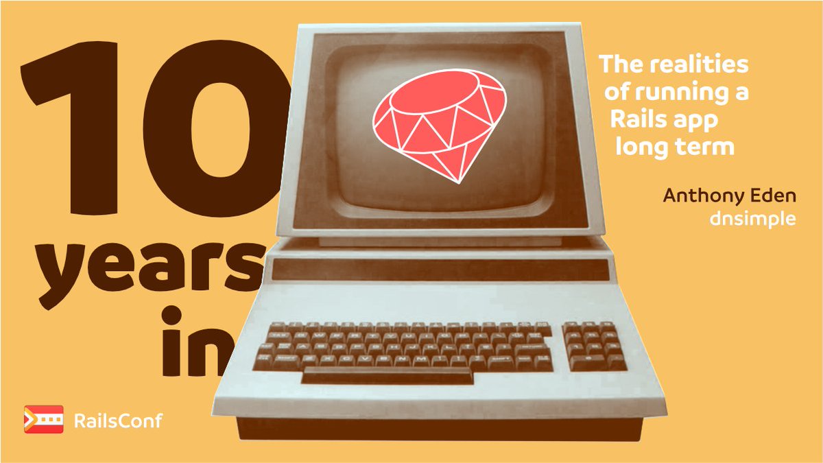 dnsimple's tweet image. Anthony, our CEO, will be presenting @railsconf.  Check out his talk for insight on 10 Years In – The Realities of Running a Rails App Long Term. If you haven’t already, make sure to mark your 📅 for an amazing #RailsConf2021  event:  👀 railsconf.com/program/sessio…