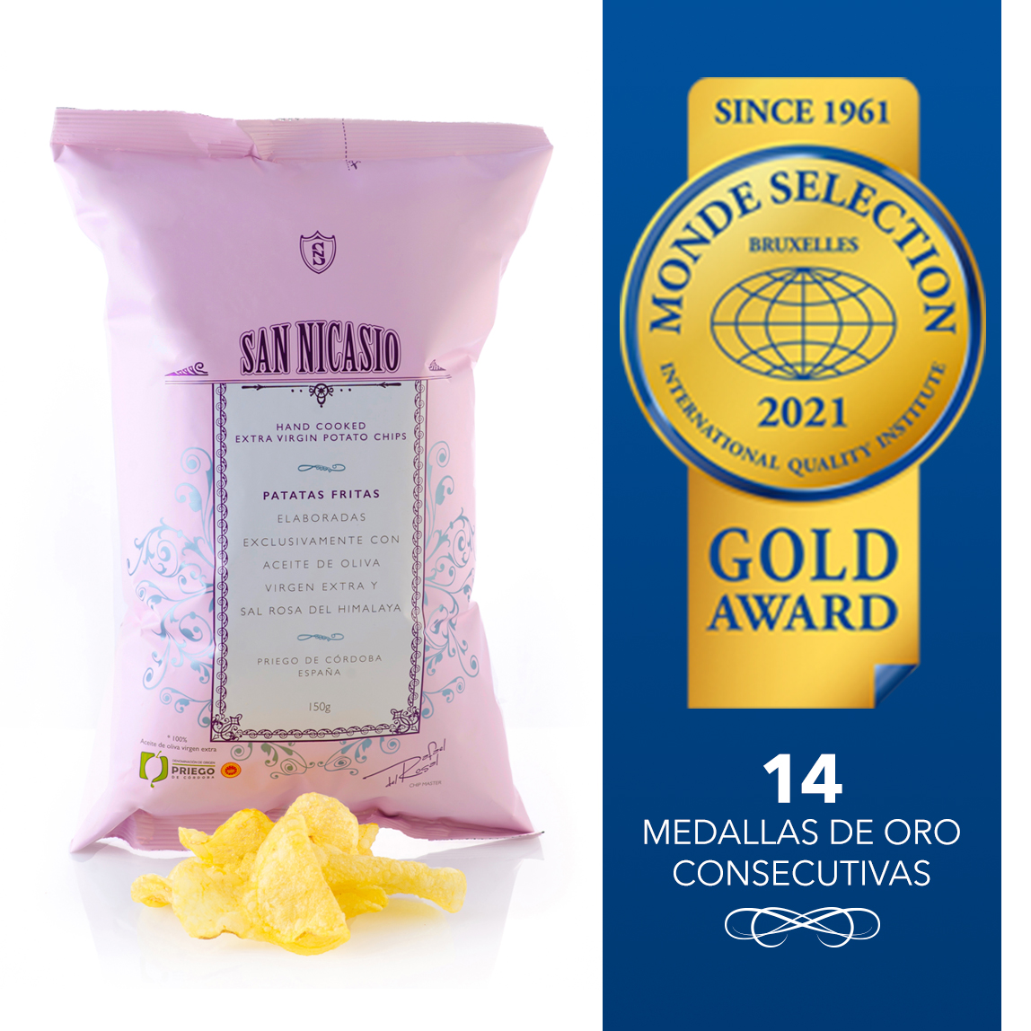 🥇 De nuevo ENHORABUENA a <a href="/San_nicasio/">Patatas San Nicasio</a> por su nueva #MedallaDeORO a la calidad. Con esta colecciona un total de 14 MEDALLAS CONSECUTIVAS de <a href="/SelectionMonde/">Monde Selection</a>.
🌟𝗟𝗮𝘀 𝗽𝗮𝘁𝗮𝘁𝗮𝘀 𝗳𝗿𝗶𝘁𝗮𝘀 𝗺𝗲𝗷𝗼𝗿 𝘃𝗮𝗹𝗼𝗿𝗮𝗱𝗮𝘀 𝗱𝗲𝗹 𝗺𝘂𝗻𝗱𝗼 ¡¡𝙄𝙉𝙄𝙂𝙐𝘼𝙇𝘼𝘽𝙇𝙀!!🌟