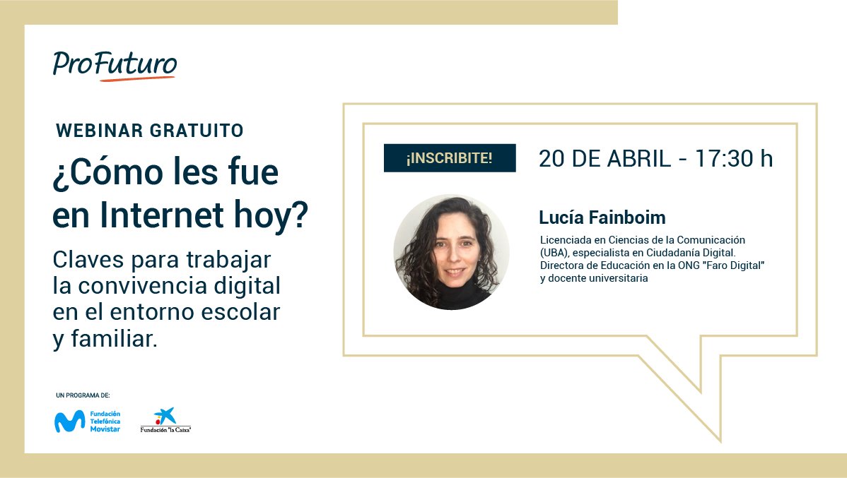 fmovistararg's tweet image. 🗣 WEBINAR GRATUITO ️ 
Identidad digital, grooming, ciberbullying, sexting. 

Junto a @LuciaFainboim vamos a reflexionar sobre la importancia de enseñar, aprender sobre Ciudadanía Digital y evitar riesgos en Internet en niños, niñas y adolescentes.

👉🏻 bit.ly/39rxxxt