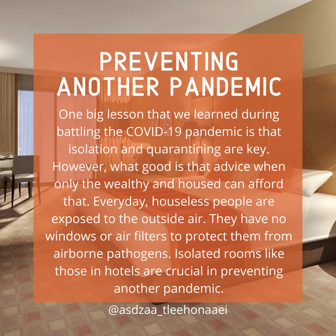 Preventing Another PandemicOne big lesson that we learned during battling the COVID-19 pandemic is that isolation and quarantining are key. However, what good is that advice when only the wealthy and housed can afford that. Everyday, houseless (contin on this thread)