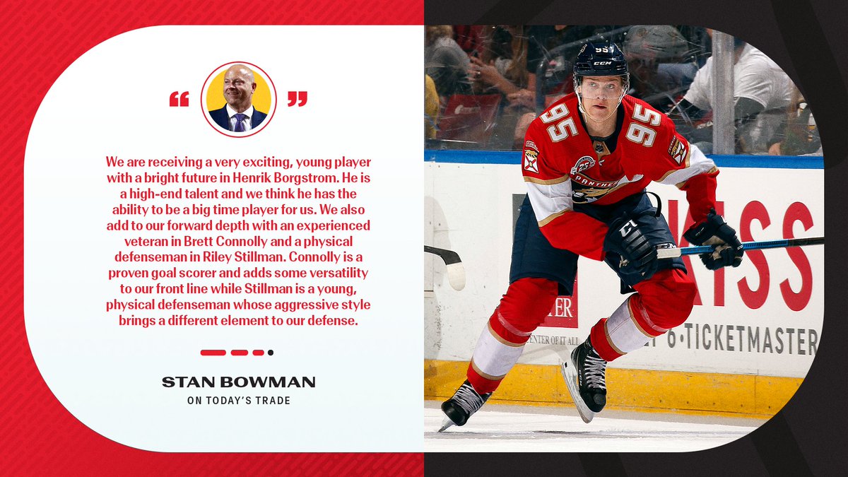 "We are receiving a very exciting, young player with a bright future in Henrik Borgstrom. He is a high-end talent and we think he has the ability to be a big time player for us."

More on today's trade from #Blackhawks President of Hockey Ops and GM Stan Bowman ⬇️