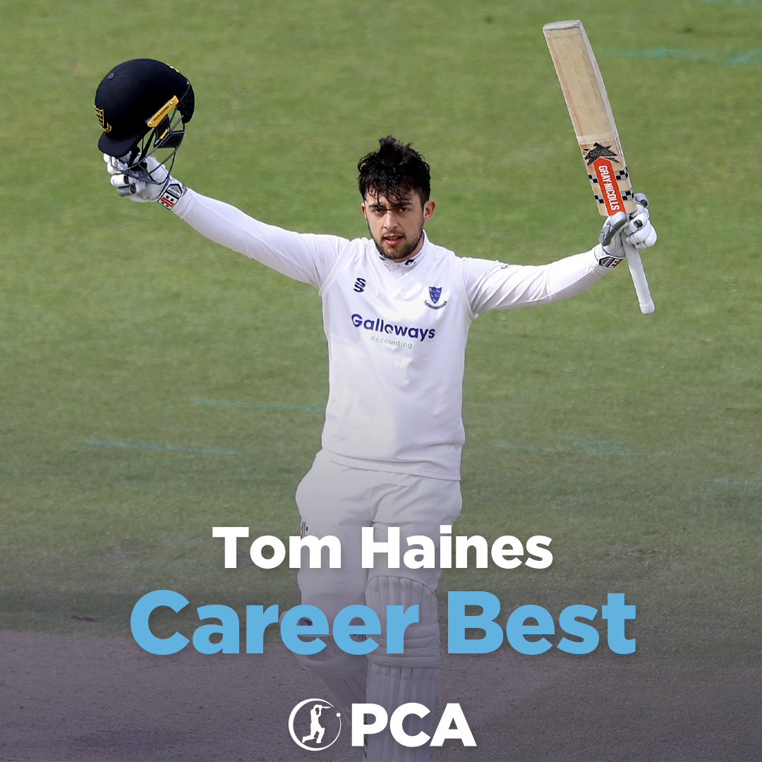 An innings to be proud of for <a href="/tomhainess/">Tom Haines</a>! 👏

🦈 The <a href="/SussexCCC/">Sussex Cricket</a> man struck a brilliant career best first-class score at Old Trafford today.

1⃣5⃣5⃣ runs
2⃣6⃣3⃣ balls
3⃣5⃣7⃣ minutes
2⃣0⃣ boundaries

#LVCountyChamp
