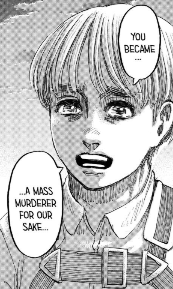 this wording is atrocious LMAO like cmon...I get the sentiment though. It's not "thank you for committing mass murder" but rather "thank you for shouldering all the responsibility and suffering so much on your own for your friend's sake"