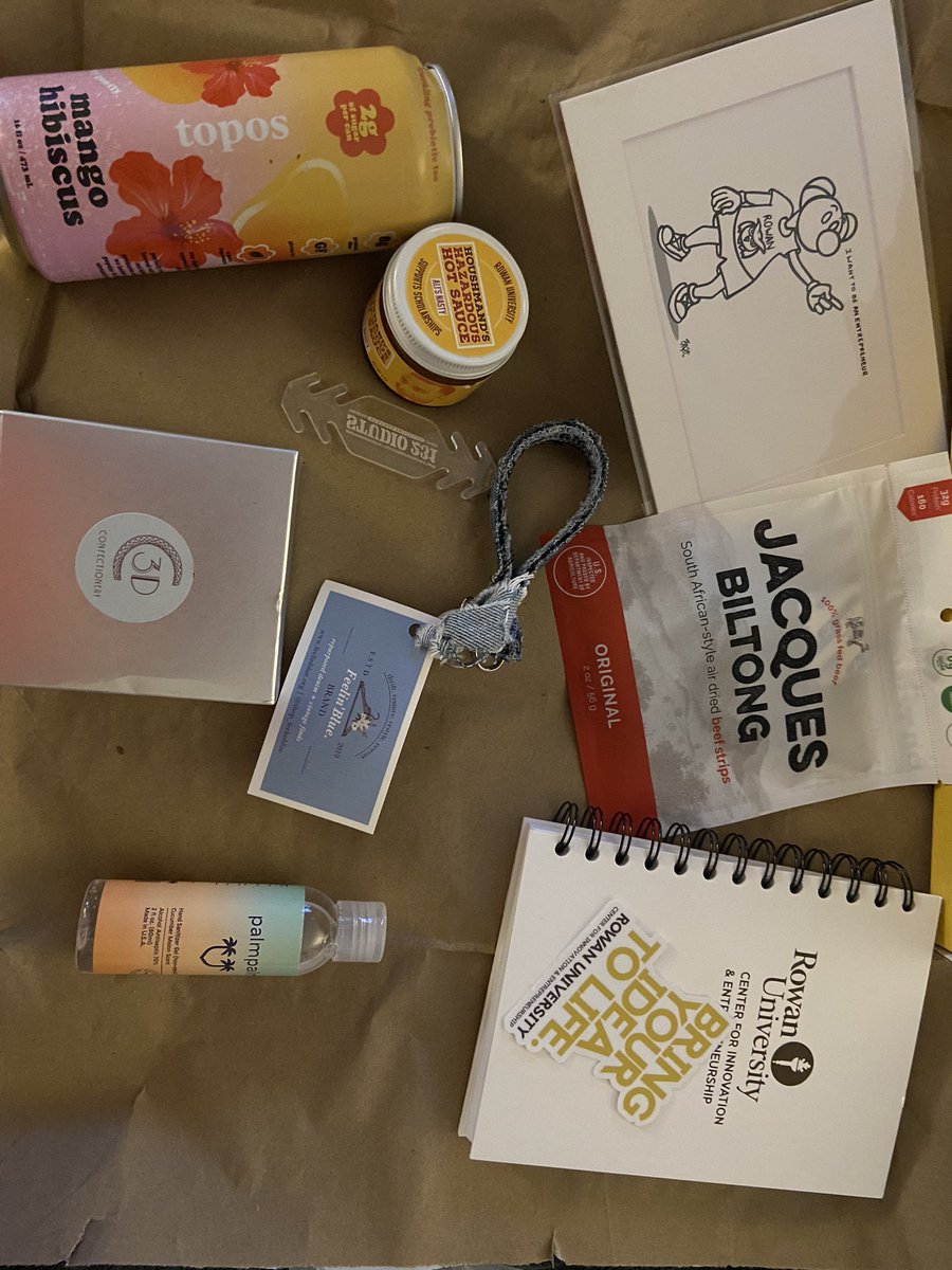 Trep_Prof's tweet image. A huge thank you to my good friend @ericliguori who was kind enough to send @CarolineVaneve1 and I a sample set of @RowanUniversity student and alum entrepreneurs. What impressive products and we can’t wait to sample them. Thank you, Eric!