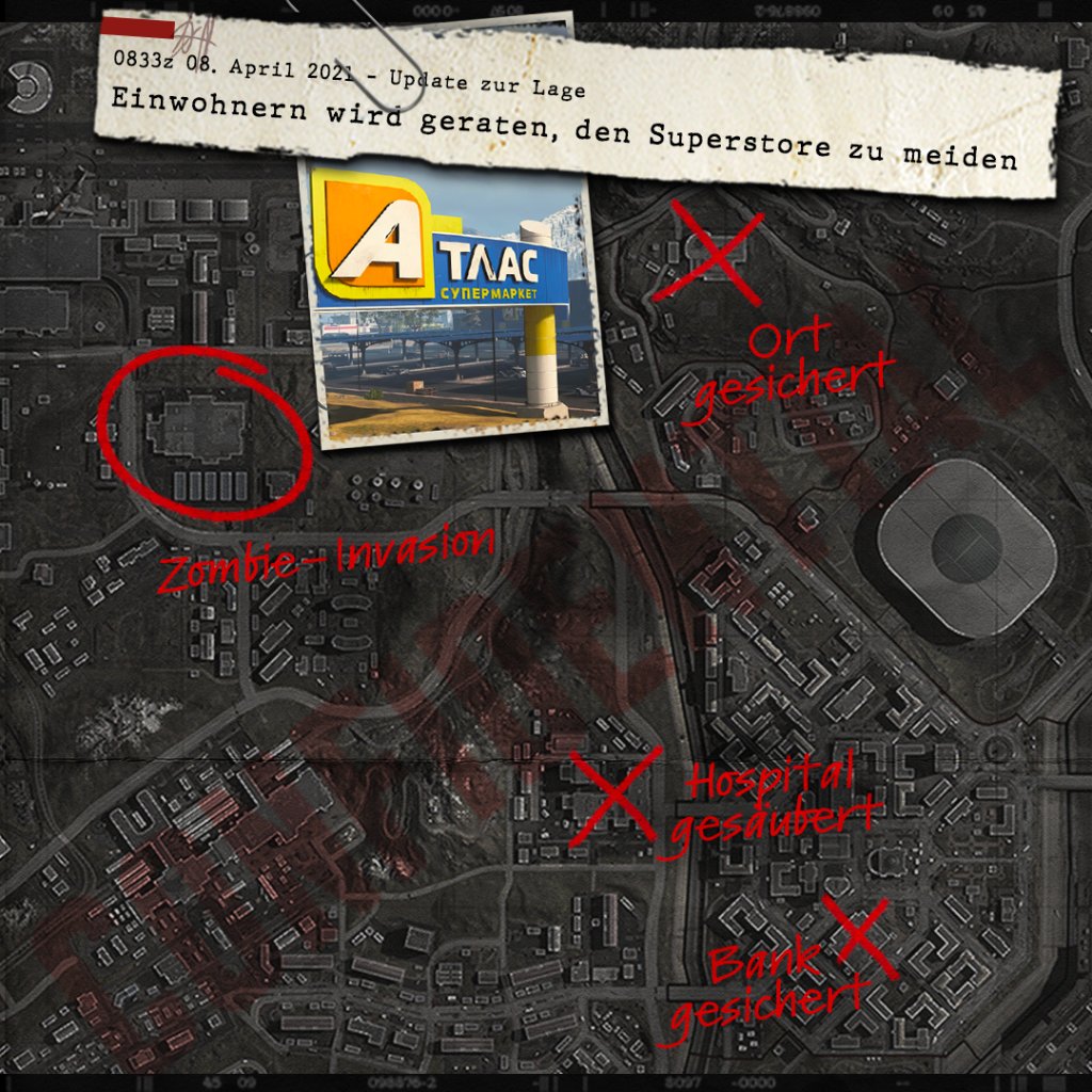 CallofDutyDE's tweet photo. Achtung an alle, die in Verdansk einkaufen ...  

⚠️ Bedrohungsstufe: Kritisch 
🏬 Ziel: Die Gänge freiräumen https://t.co/8QeZH4DgRF