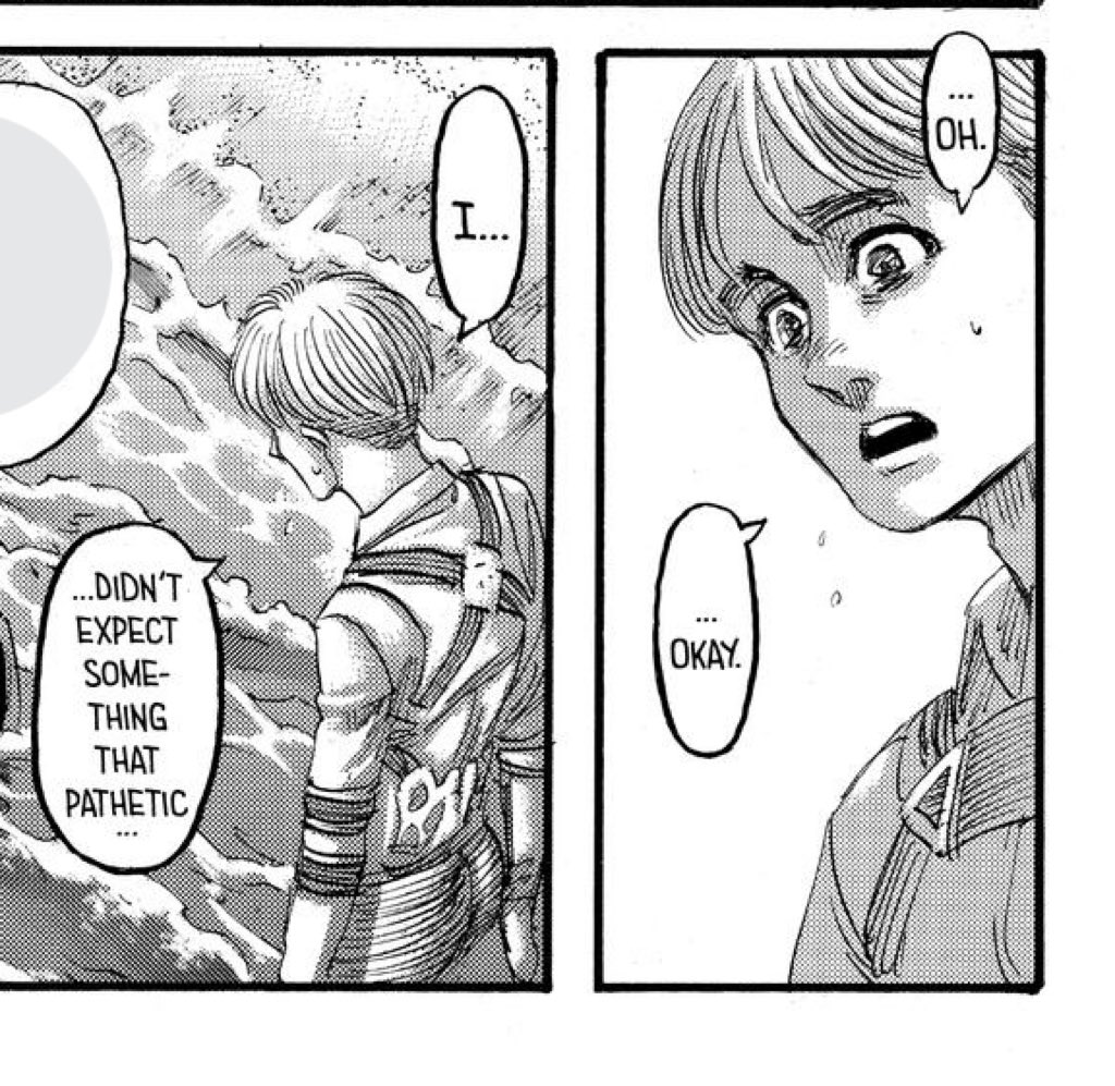 #aot139spoilers 
armin living as isayama's conscience, allowing him to expresses that he knows what eren is saying is bs and what he's doing to mikasa is bs but doing it anyway 