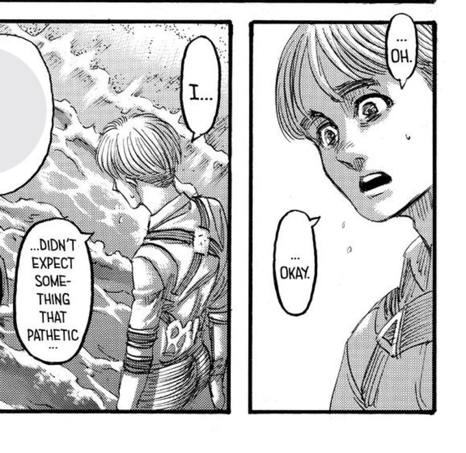 #aot139spoilers armin living as isayama's conscience, allowing him to expresses that he knows what eren is saying is bs and what he's doing to mikasa is bs but doing it anyway 