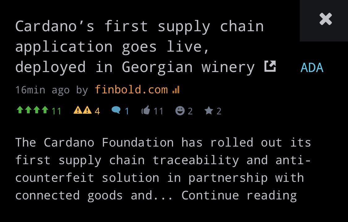 CardanoPro's tweet image. #Cardano’s first supply chain application goes live, deployed in Georgian #winery

#Crypto #cryptonews