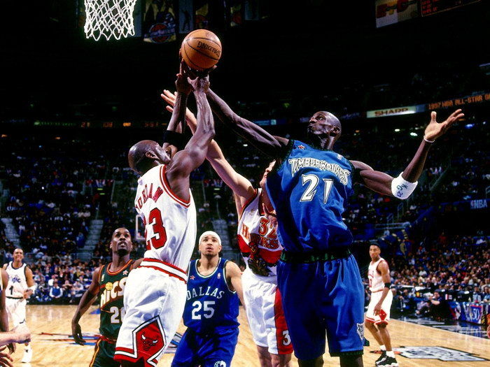 KG was also an all time rebounder, his lanky frame and long arms made it easy to box people and grab any rebounder within an arms reach.in 03-04 KG averaged 13.5 RPG and averaged 10 for his career.