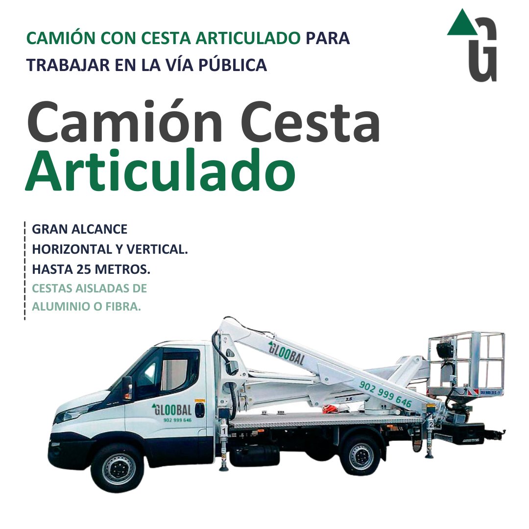 GloobalRenting's tweet photo. ¿Conoces el camión cesta articulado de #Gloobal?
Para trabajar en la vía pública. Con brazo articulado. 
Con gran alcance vertical y horizontal. Hasta 25 metros.

¿Qué más necesitas? 😉 
👉https://t.co/1CTf6qV6LQ

#GloobalTeam #teasesoramos #servicio https://t.co/3Ot1sIUVbp