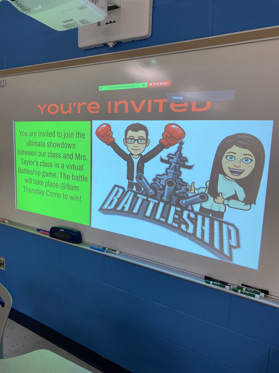 jestaylor_fifth's tweet photo. SBE 5th grade played virtual Coordinate Grid Battleship this morning, class v. class! Mrs. Taylor’s class came out as victorious, but an engaging math class was had by all! 😀 @woodje_5th @KeithAllshouse https://t.co/0fVt7A5DTD