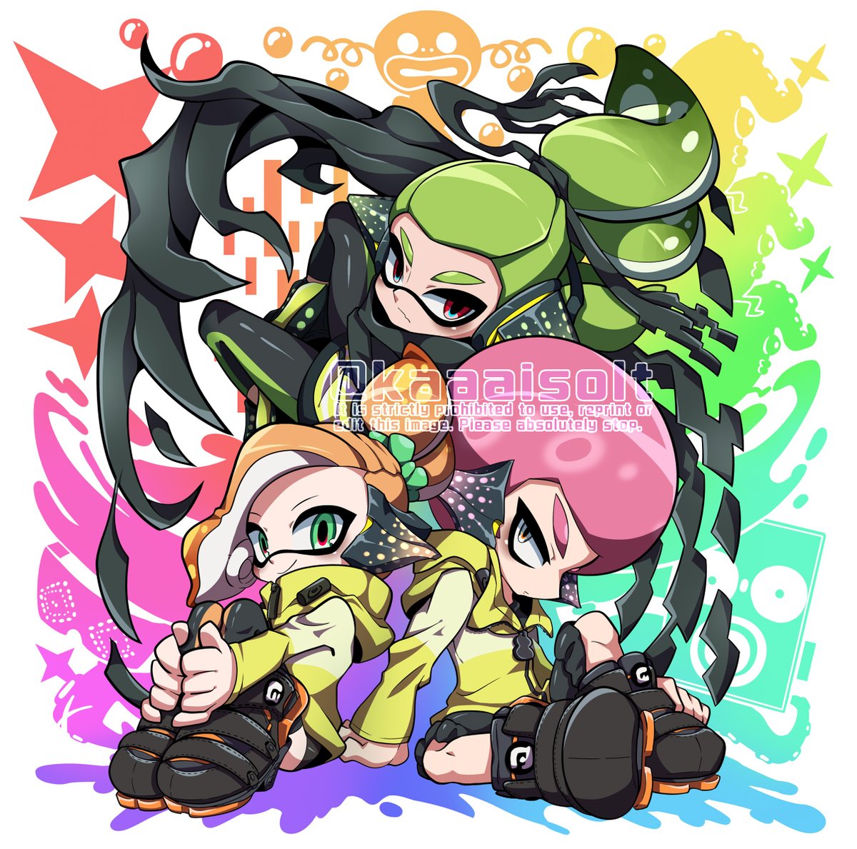 インクリング ,イカガール(スプラトゥーン) 「348 再掲 」|ぅゎぉのイラスト