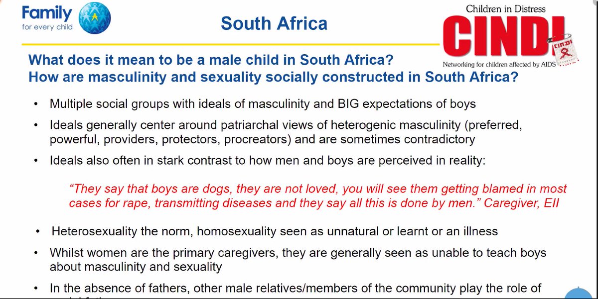 Evento Perspectivas globales sobre Violencia sexual que afecta a los varones bit.ly/3t0BPDP. Sudáfrica,  Hombres son tácitamente considerados abusadores y no se admite la posibilidad que sean victimas también. #campañadeldíadelasombrillaazul, 
<a href="/CDIAp/">CDIAP</a> #FamilyForEveryChild