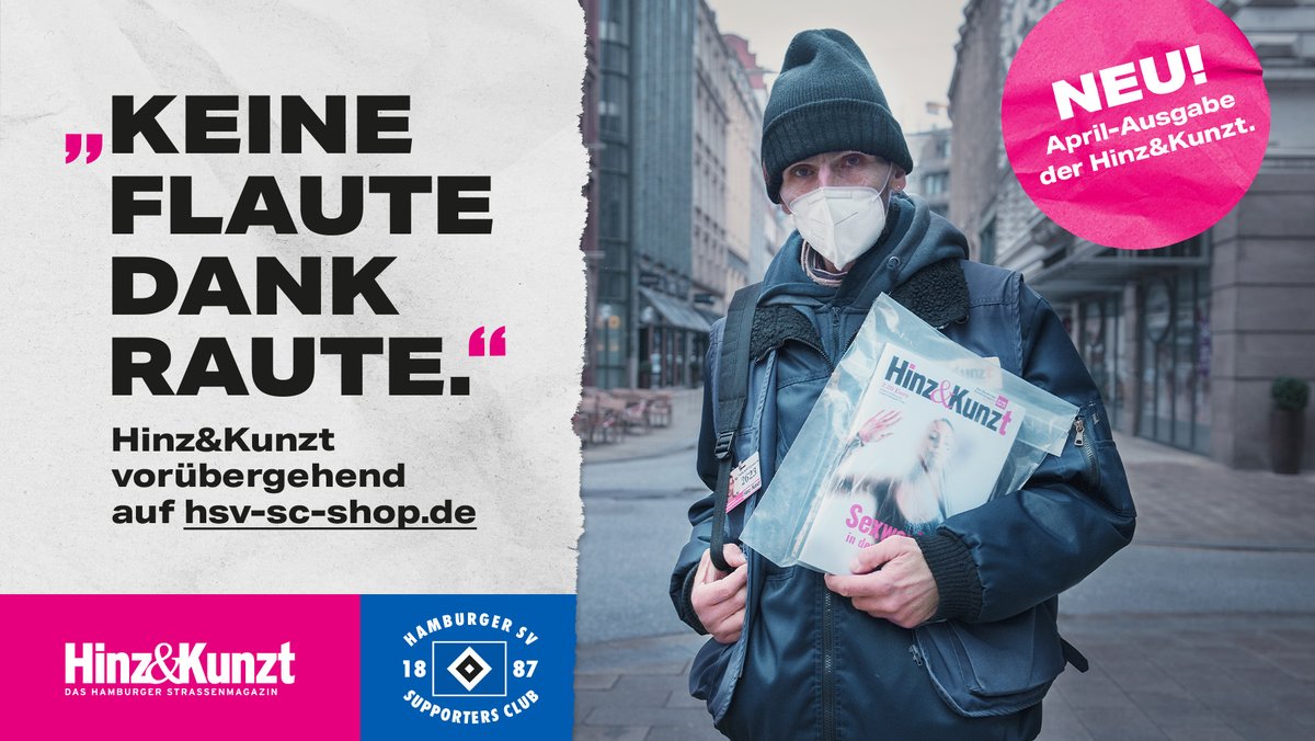 Auch im April gilt: Keine Flaute dank Raute – Hamburg hält zusammen ⚓

Die neue Ausgabe der "Hinz&amp;Kunzt" gibt es bei uns im Onlineshop, also schaut gerne vorbei und nehmt das Heft mit ➡ bit.ly/HSVSC211 🔷

#nurderHSV