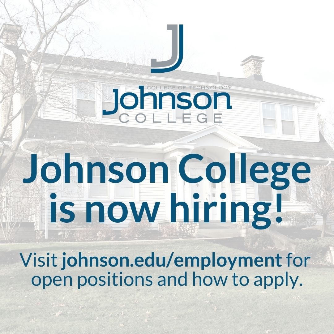 JohnsonCollege's tweet photo. Interested in joining the Johnson College team? We're currently hiring for eight open positions. Learn more about the positions at https://t.co/cX2TRvCDQD. Johnson College is an Equal Employment Opportunity Employer. #WeWork #JCEssential #jobopening #NEPA https://t.co/6ZAezGwPMa