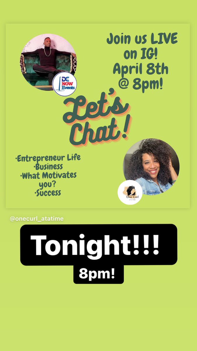 Join me on IG! Follow me @ Curly_Yoshi_Vibes🤞🏽 Let’s chat Business and Curls ❤️ Tonight @ 8pm <a href="/OneCurlAtATime/">curly_yoshi_vibes</a>