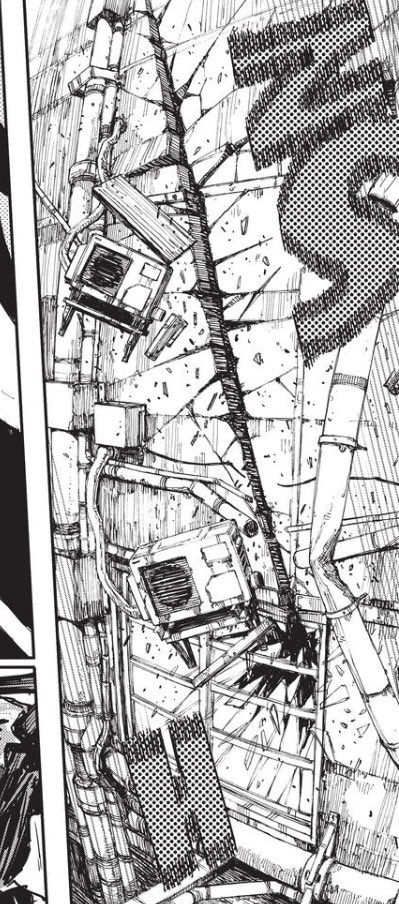 This one shows off the kind of sound effects I love from Fujimoto. A screentoned character with hatched speed line edges. Gotta be a nightmare to retouch. The crossbar of the H seems to reuse some of the original, with Vertical lines widened. Love the edges being replicated.