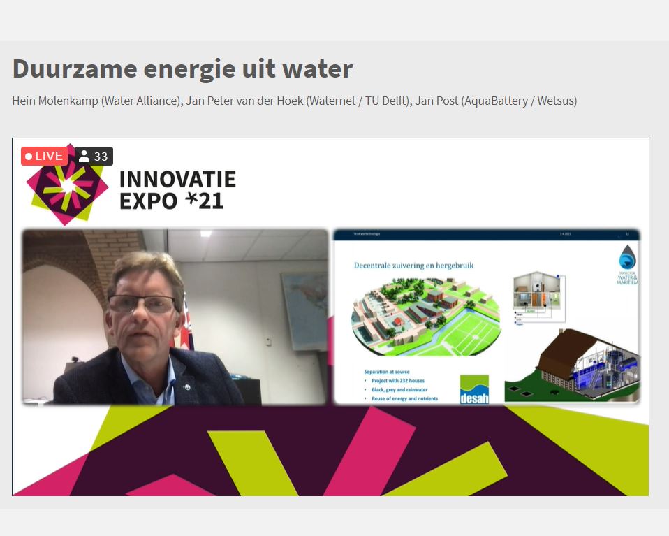 WaterAllianceNL's tweet photo. En we zijn live: de werksessie Duurzame energie uit water! De werksessie is onderdeel van de Innovation Expo 2021. Kijken? Ga naar https://t.co/gklm25jlev. https://t.co/ALnvQY6f9O
