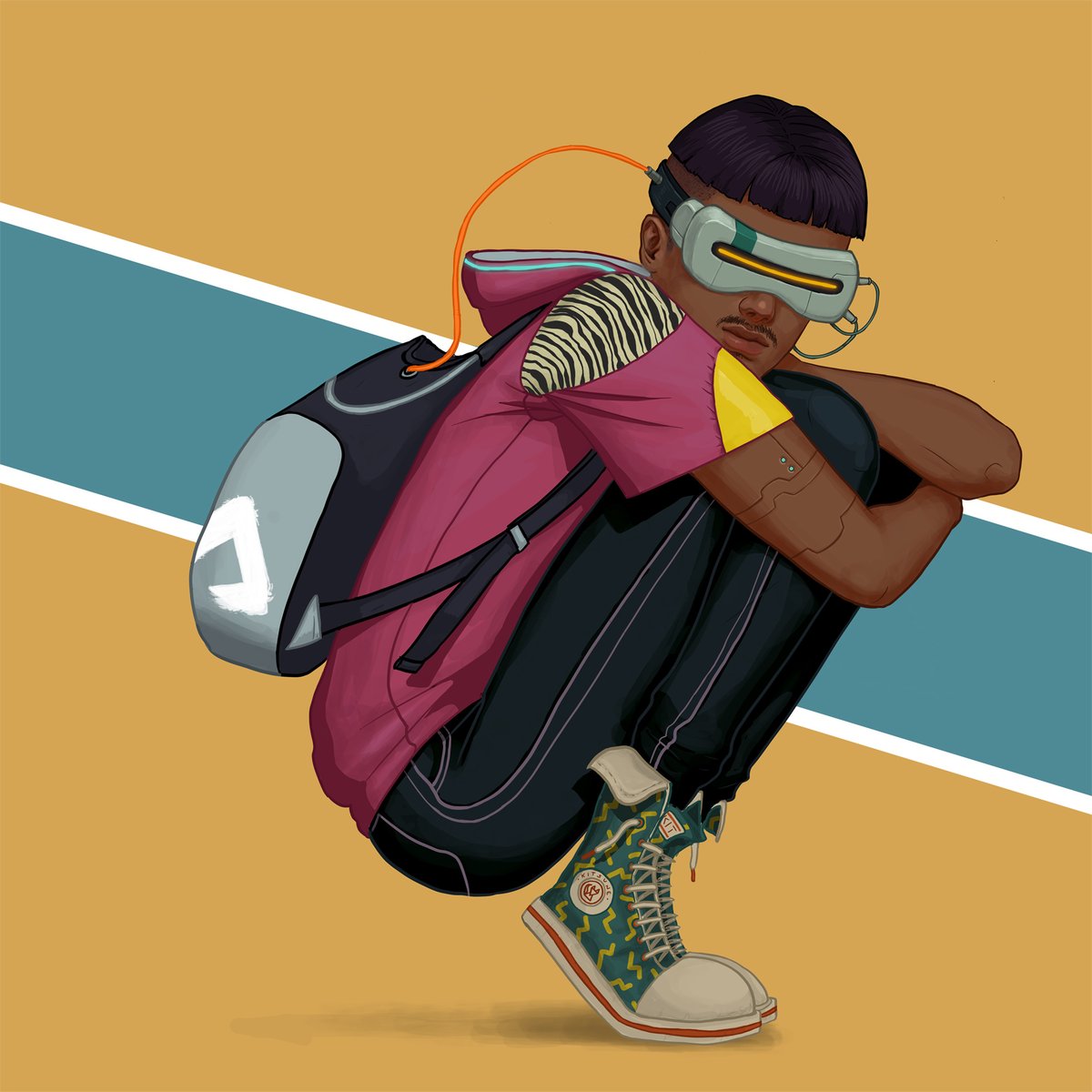 squidinkdoodle's tweet photo. Another week, another #cyberpunk inspired #throwbackthursday! This piece featuring a #VR headset forms a set with a number of prints which you can order from me. Just send a DM! https://t.co/meLOMFh6ZR