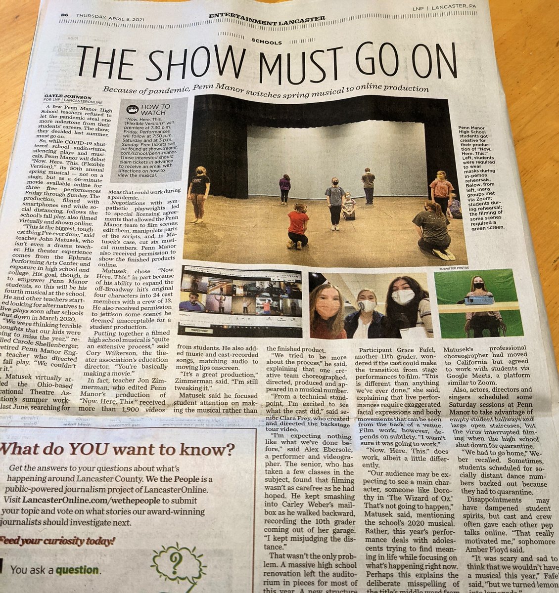 pennmanor's tweet image. Many thanks to LNP @LancasterOnline for the terrific coverage of Penn Manor students and staff in this morning's newspaper!