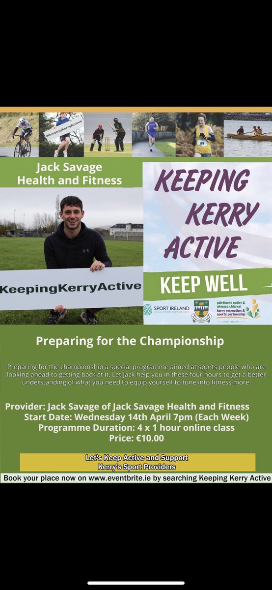 Good initiative run by the KCC. Focusing on  all athletes who are waiting for a return to sport. 
Starts on 14th April and you will learn about what exercises are suitable for building power and strength whilst getting the body ready for action. 
Don’t hesitate to get in touch.