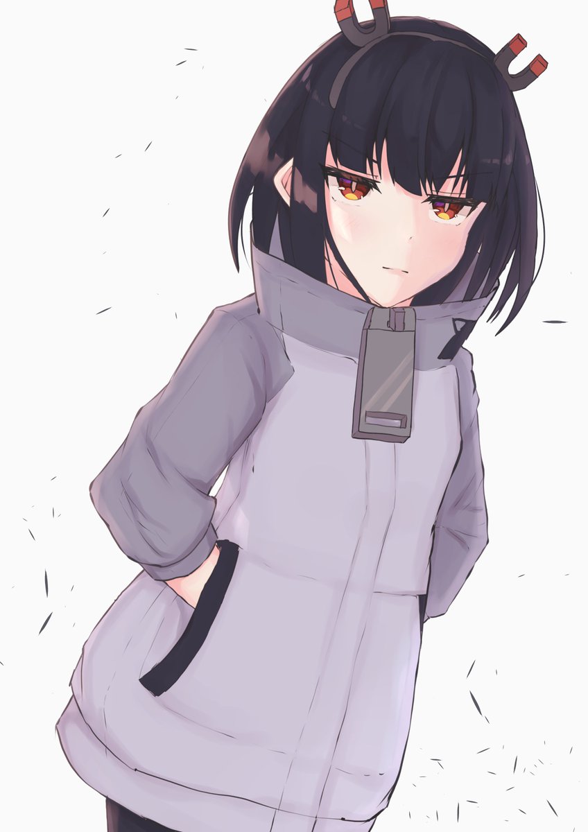 1girl solo hands in pockets black hair black hairband jacket hairband  illustration images