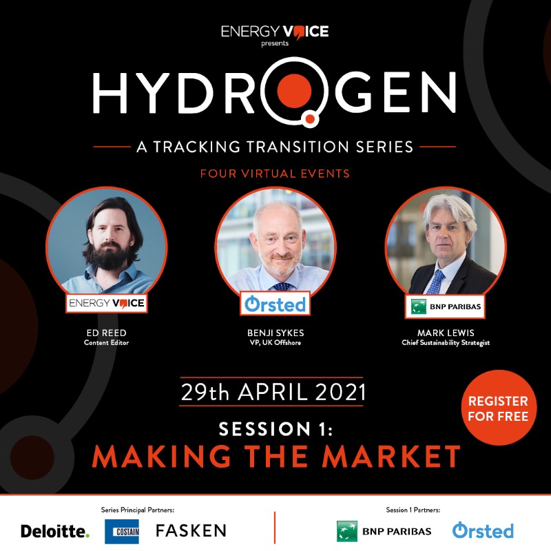 EnergyVoiceNews's tweet photo. Join our 'Making The Market' event on 29 April, the first in our 4 part #TrackingHydrogen event series with @DeloitteEnergy, @FaskenLaw & @CostainGroup
Register today to hear from our experts and join the conversation about hydrogen’s future role in the global energy system.