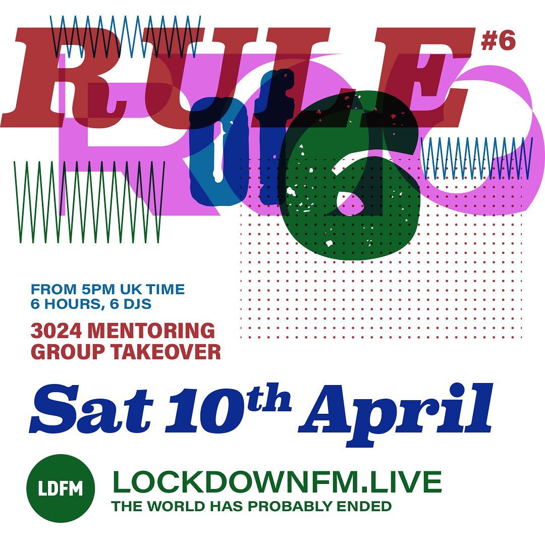 lockdownfm1's tweet photo. This Saturday 10th April the 3024 Mentoring Group 
@MARTYN3024 are taking over Rule Of Six from 5pm UK time. A true multi-genre experience, each of the 6 DJs playing a 1hr slot. #housemusic #technomusic #breaks #electronicmusic #livestreaming #freeparty https://t.co/DREzPoLMYW