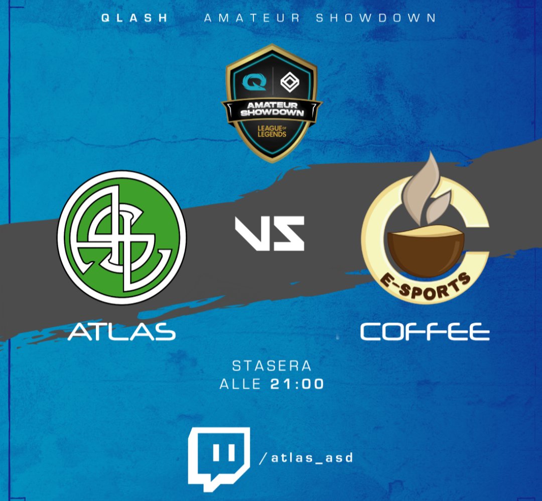 Anche stasera avremo con noi <a href="/MrVes1/">MrVes</a> e <a href="/RainYavema/">Shicchan</a> a castare il secondo game del Tier C di #Qas contro i @Coffe_E_Sports_ Academy alle 21:00 sul nostro canale  twitch.tv/Atlas_asd, non mancate!
#atlaswin