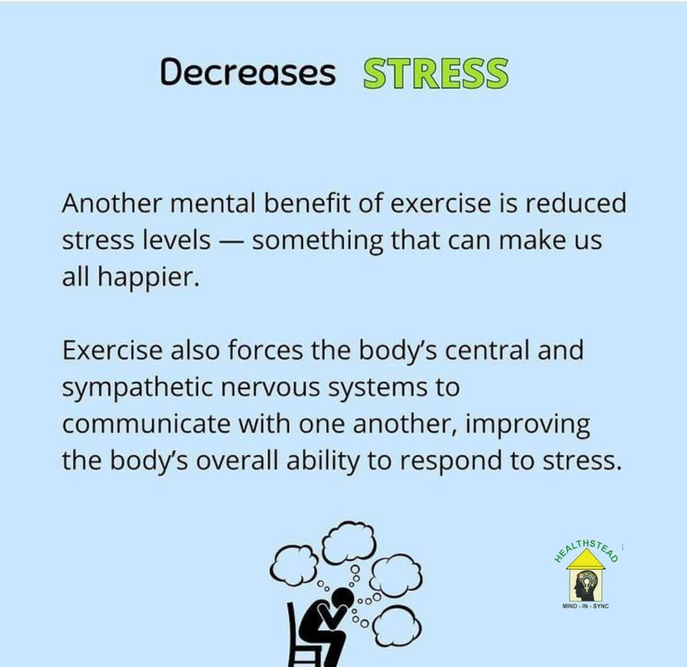 HealthsteadNg's tweet photo. Here is just a few of the many benefits that exercise can have on our mental health. Always put yourself first. You can send us a mail via info.healthstead@gmail.com or call us on 08060680382 for treatment and management of mental health problems. #mentalhealth #exercise #Mental https://t.co/rD3p56wi3Y