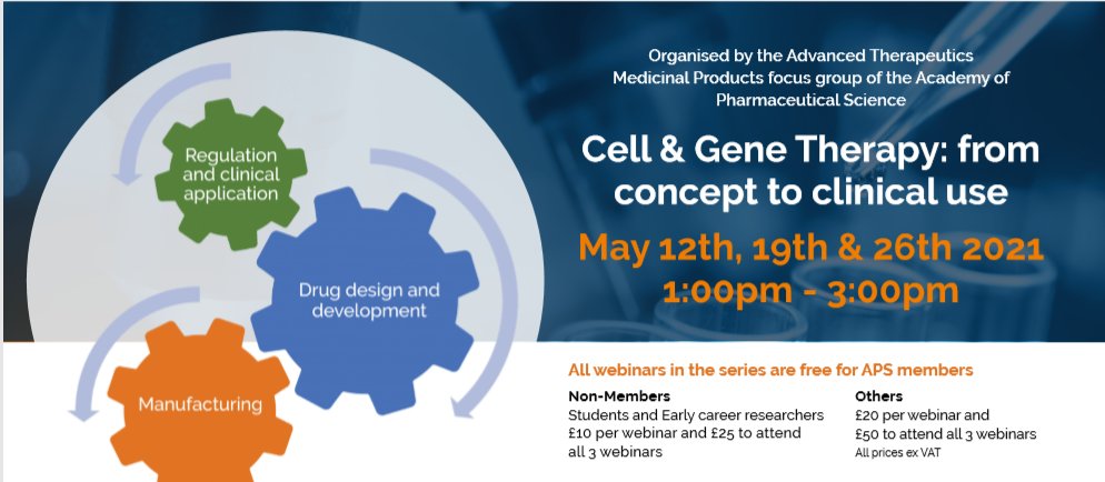 APS_PharmSci's tweet photo. Please join us throughout May where we will visit concepts in cell and gene therapy development. Open to all career stages and researchers from all sectors. Registration is free for all APS members. Please RT.
https://t.co/pYTEUpIguz https://t.co/h1vR7fmMGU