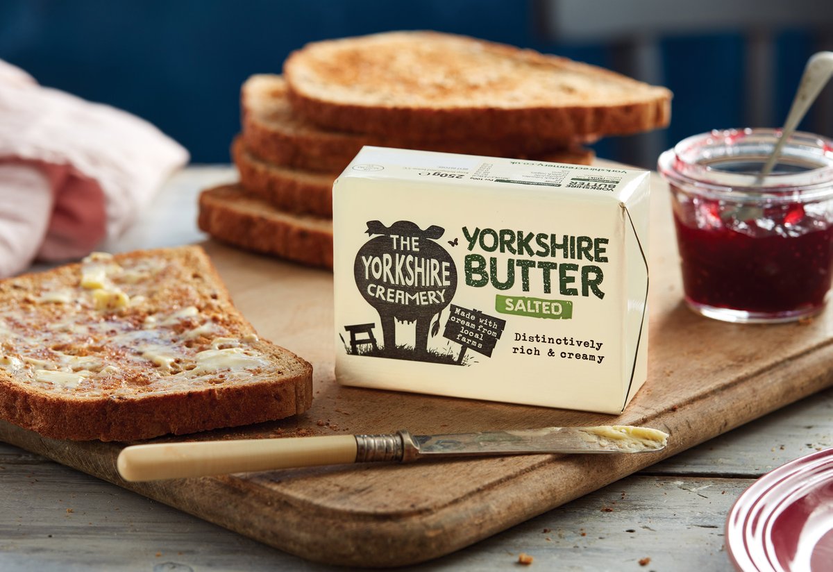We strive to make all our products taste like they ought to, and that includes our Yorkshire Butter. Batch churned and salted, distinctively rich and creamy, proper #YorkshireButter! Shop online here for just £2.25 --&gt; wensleydale.co.uk/shop/butter/ 🧈🌼🤤