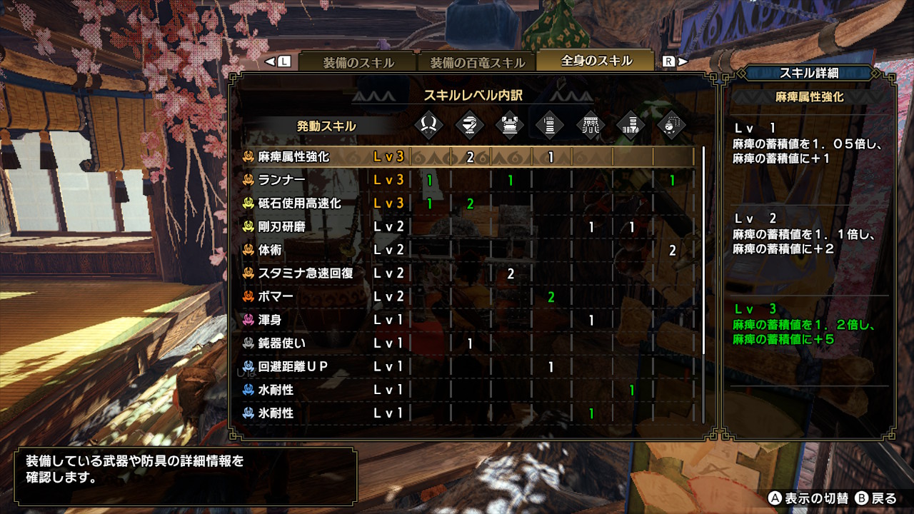 Fullfull 麻痺双剣用装備完成 足りない切れ味は砥石とスキルで補え Lv1スロが7箇所も余るからボマーなり耐性なりをお好みで モンハンライズ Mhrise モンハン Nintendoswitch T Co O58nex98sd Twitter