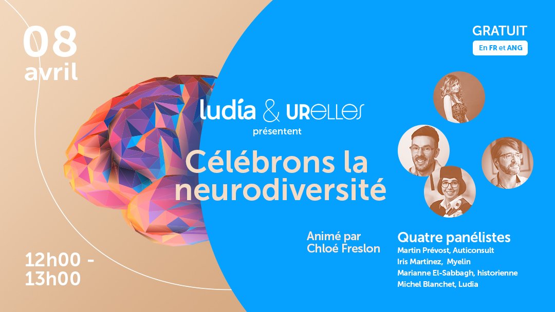 C'est ce midi!!
Pour le mois de l'#autisme, <a href="/LudiaGames/">Ludia Inc.</a> et @URelles_MTL organisent un panel sur la #neurodiversité au travail auquel notre développeuse Iris Martinez participe!
eventbrite.ca/e/ludia-x-urel…