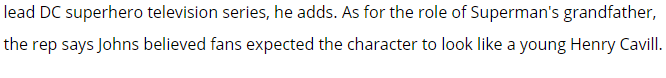 The absolute whopper is that the reason they overruled the shows creators on the casting of a black man as the lead or Krypton because fans would expect Superman's grandfather to look like Henry Cavill. This is just a lie on its face, WB unlike Marvel keeps TV and film separate.