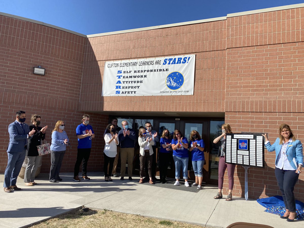 Celebrated <a href="/Clifton_Elem/">Clifton Elementary School</a> &amp; their brand new library yesterday! Thank you to the <a href="/district51/">Raja Kroto 💎</a> Foundation, <a href="/academymortgage/">Academy Mortgage</a>, &amp; all of the generous donors for making this possible! And shoutout to the Clifton Stars staff for all of your hard work! 🌟 #WeAreD51