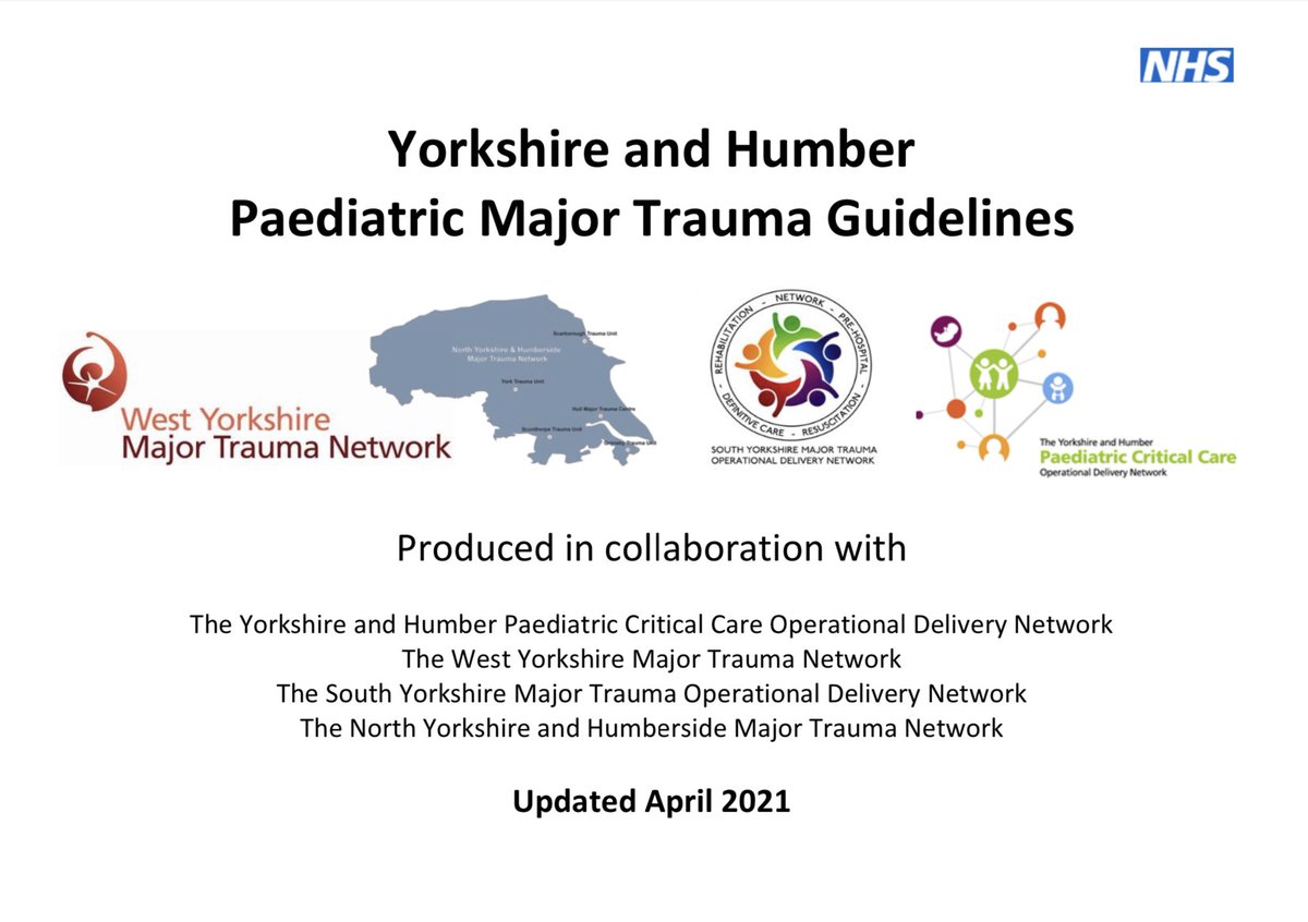 YHPCCODN's tweet photo. Updated for 2021 - Y&amp;H Paediatric Major Trauma Guideline. A working document for all TUs and MTCs in Y&amp;H receiving children with major trauma. Includes info on patient pathways, who to contact and how, tips from experts, and web links to other useful resources. https://t.co/LZgCZgEpMQ