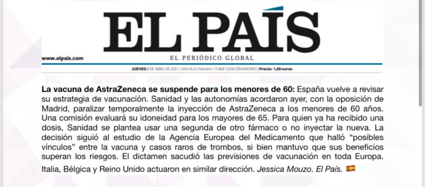 #PrensaInteracional🗞
Dosis alternativa a AstraZeneca a menores de 30
<a href="/guardian/">The Guardian</a>🇬🇧
<a href="/nytimes/">The New York Times</a>🇺🇸
Biden iniciará acciones sobre control de armas de fuego
<a href="/washingtonpost/">The Washington Post</a>🇺🇸
Vacuna AstraZeneca se suspende para los menores de 60: <a href="/el_pais/">EL PAÍS</a> 🇪🇸