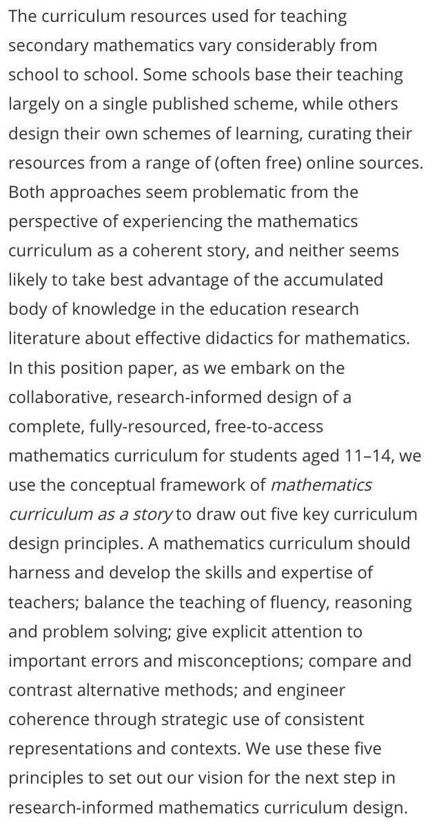 Excited to see this article is freely available! 😉
Principles for the design of a fully-resourced, coherent, research-informed school mathematics curriculum
#mathscpdchat 
<a href="/colinfoster77/">Colin Foster</a> 👏, me￼, Dave Hewitt￼ &amp; <a href="/cjshore/">Chris Shore</a> 
doi.org/10.1080/002202…